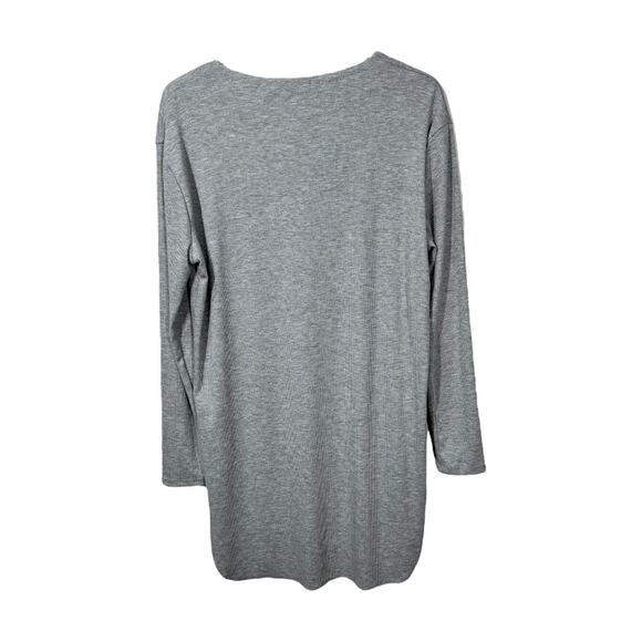 Joah Brown Ribbed Long Sleeve Tunic Top One Size New Heather Gray Soft Hi Low - Picture 5 of 8